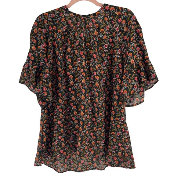 NWOT LOFT Women's Size 18 Plus Multi-Colored Floral Top W/ Neck Tie - Picture 2 of 5
